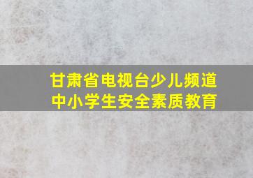 甘肃省电视台少儿频道 中小学生安全素质教育